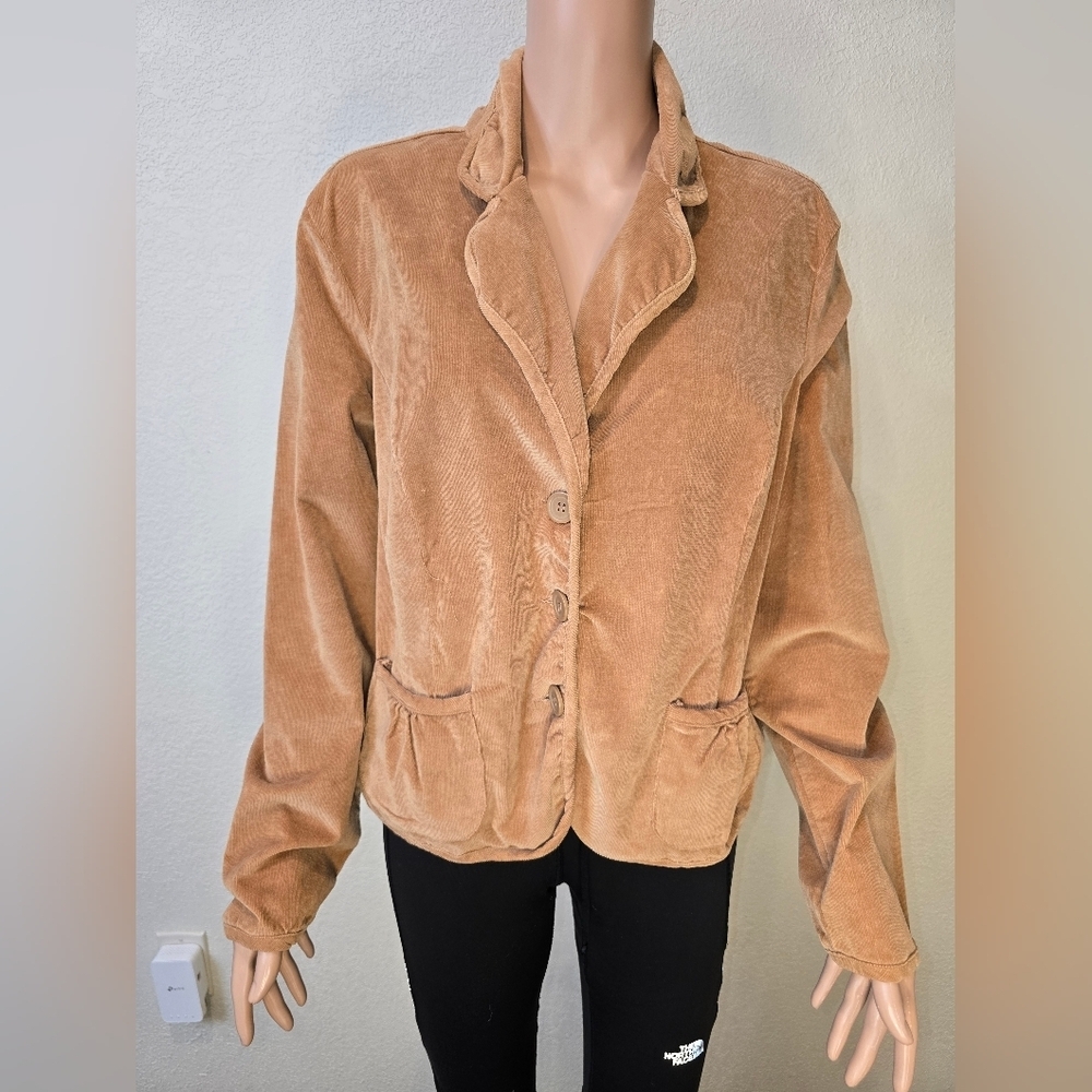 AMI Corduroy Jacket Women Xl Brown  Pockets Long Sleeve